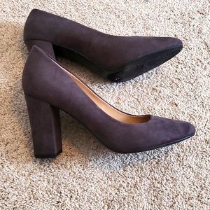 Gray suede heels